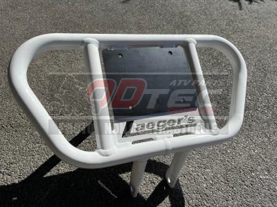 BUMPER LAEGER'S BLANC POUR YFZ450R - LAEBUMV2BLYFZR+BLANC15. BUMPER,LAEGER,BLANC,POUR,YFZ450R,Update,Version,Plaque,frontale,démontable,pour,maximum,protection,pour,placer,numéro,Finition,BLANCHE,Aluminium