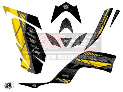 KIT DÉCO 700 RAPTOR NOIR JAUNE - KUTVEK. DÉCO,RAPTOR,NOIR,JAUNE,DÉCO,KAIMAN,RAPTOR,NOIR,JAUNE,Composition,déco,Quad,pour,Yamaha,Raptor,Ailes,avant,Ailes,arrière,Face,avant,Parties,latérales,Réservoir,Facilité,pose,sous,effet,chaleur,vinyle,prend,forme