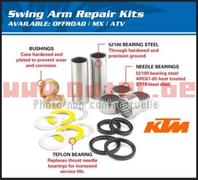 Kit de roulements Bras oscilliant/Chassis KTM - Bihr: 1039687/773140/AB2028. roulements,Bras,oscilliant/Chassis,roulements,pour,remise,ordre,bras,oscillant,connexion,avec,cadre,Modèle,quad,préciser,dans,menu,ci-contre,comprend,nécessaire,pour,remise,ordre,votre,bras,oscilliant,ramplacement,cages