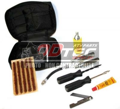 Kit crevaison de LUXE - 121409783/Bihr 891301/Bihr: 1053004. crevaison,LUXE,Réparation,rapide,tubeless,complet,avec,outille,mèche,colle,couteau,tout,dans,trousse,pratique,peut,glisser,ceinture,taille,sous,selle,Pratique,pour,randos,sportives,réparati