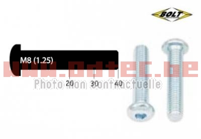 Kit vis M8X1,25X20/30/40 mm tête bombée Bolt par 10