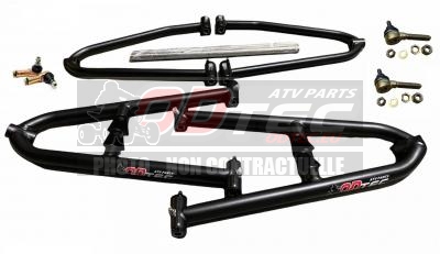 TRAIN AVANT LARGE pour LTZ400 7.5 cm + 7.5 cm (3'+3') - S-TEC-WAA-185-BK (03/04 12.5 mm &  05/08 11.7 mm/LO SDRT007/UP T001 (30 ). TRAIN,AVANT,LARGE,pour,LTZ400,TRAIN,AVANT,LARGE,développé,TEMA,ALBA,RACING,SUZUKI,LTZ400,05/08,Finition,noire,prêt,emploi,livré,avec,accessoires,bagues,plastiques,installées,dans,chaque,triangles,POUR