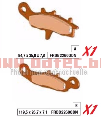 Plaquettes de frein FRDB2260QDN/MO226/MO298 - FRDB2260QDN/MO226(382264)/MO298 (382984)/298(3892984). Plaquettes,frein,FRDB2260QDN/MO226/MO298,plaquettes,métal,fritté,(SINTER),garantissent,excellent,compromis,efficacité-durabilité,pour,utilisation,loisir,route,haute,performance,sport,Métal,fritté,Bonne,résistance,lusure,Excellentes,performances