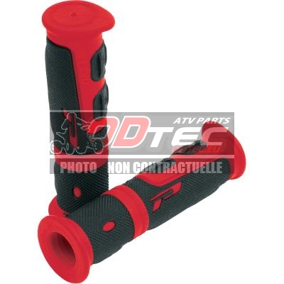 GRIPS DOUBLE DENSITY ATV 964 CLOSED END BLACK/RED - 06300125. GRIPS,DOUBLE,DENSITY,CLOSED,BLACK/RED,GRIPS,DOUBLE,DENSITY,CLOSED,BLACK/RED,Grips,Grips,constructed,soft,tear-resistant,materials,with,firm,rubber-compound,inner,layer,handlebars,with,thumb/trigger,throttles,120mm