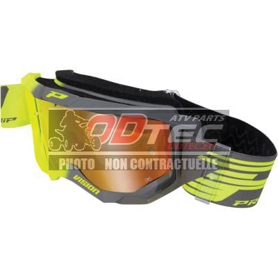 Masque  PRO GRIP 3300 FL FLYE/GR MIR - 26013059. Masque,GRIP,3300,FLYE/GR,Utilisé,nombreux,pilotes,Championnat,Monde,Enduro,autres,sports,mécaniques,Verres,plus,larges,épaisseur,Anti,Anti-rayures,Éponge,double,densité,avec,velours,déperlant,coloré,Triple,bande,silicone