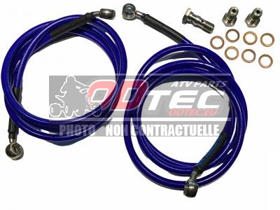 Pack Durite aviation avant SUZUKI LTZ400 - QR-F7665BL. Pack,Durite,aviation,avant,SUZUKI,LTZ400,Durite,aviation,pour,quads,universel,livré,avec,Durites,aviation,avant,Joints,cuivres,Raccord,double,banjos,Raccord,simple,banjo,Durite,avec,banjo,droit,côté,banjo